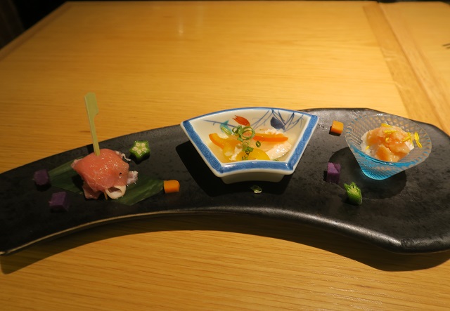 焼乃魚島の前菜を撮影した写真