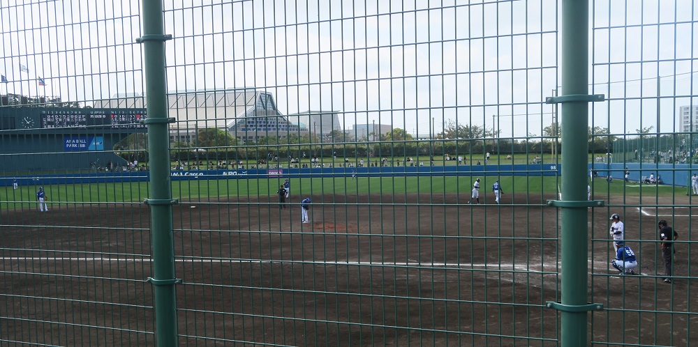 ヤクルト対中日の練習試合の様子を撮影した写真